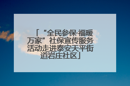 “全民参保·福暖万家”社保宣传服务活动走进泰安天平街道岩庄社区