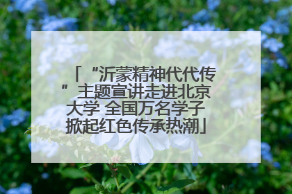 “沂蒙精神代代传”主题宣讲走进北京大学 全国万名学子掀起红色传承热潮