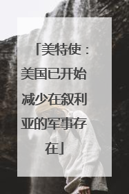 美特使：美国已开始减少在叙利亚的军事存在