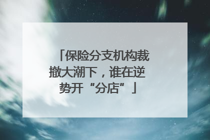 保险分支机构裁撤大潮下，谁在逆势开“分店”
