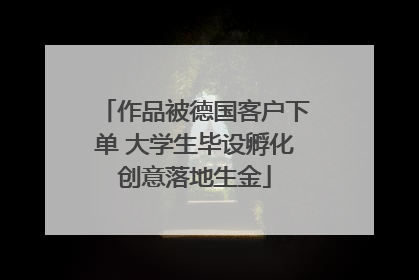 作品被德国客户下单 大学生毕设孵化创意落地生金