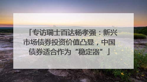 专访瑞士百达杨孝强：新兴市场债券投资价值凸显，中国债券适合作为“稳定器”