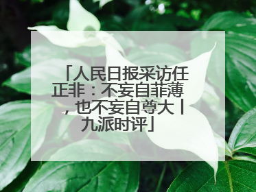 人民日报采访任正非：不妄自菲薄，也不妄自尊大丨九派时评