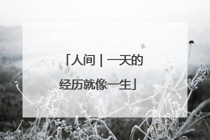 人间｜一天的经历就像一生