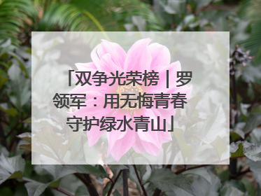 双争光荣榜｜罗领军：用无悔青春守护绿水青山