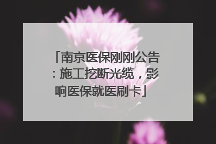 南京医保刚刚公告：施工挖断光缆，影响医保就医刷卡