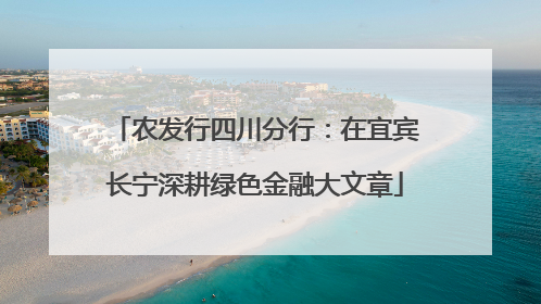 农发行四川分行：在宜宾长宁深耕绿色金融大文章