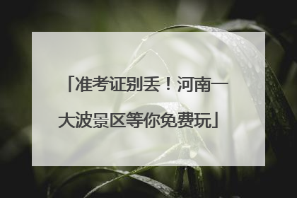 准考证别丢！河南一大波景区等你免费玩