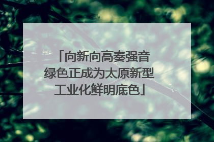 向新向高奏强音 绿色正成为太原新型工业化鲜明底色