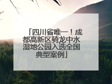 四川省唯一！成都高新区骑龙中水湿地公园入选全国典型案例