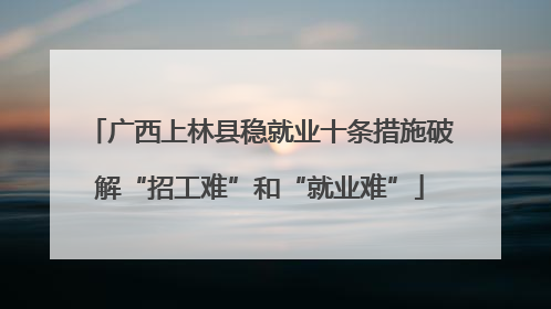 广西上林县稳就业十条措施破解“招工难”和“就业难”