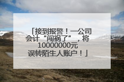 接到报警！一公司会计“闯祸了”，将10000000元误转陌生人账户！