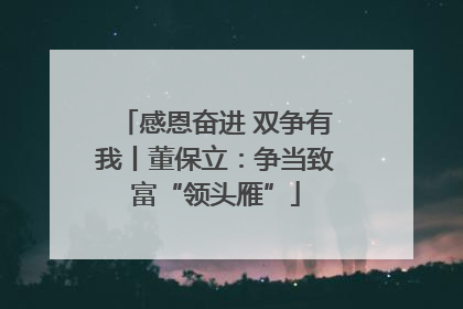 感恩奋进 双争有我丨董保立：争当致富“领头雁”