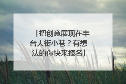 把创意展现在丰台大街小巷？有想法的你快来报名
