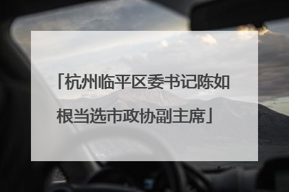 杭州临平区委书记陈如根当选市政协副主席