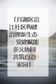 月湖区沿江社区构建治理新生态：党建赋能 多元协同 共筑自治家园