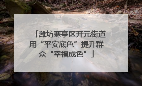 潍坊寒亭区开元街道用“平安底色”提升群众“幸福成色”