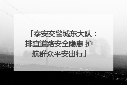 泰安交警城东大队：排查道路安全隐患 护航群众平安出行