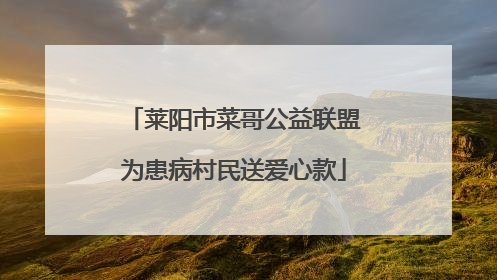 莱阳市菜哥公益联盟为患病村民送爱心款