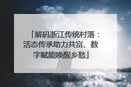 解码浙江传统村落：活态传承助力共富、数字赋能唤醒乡愁