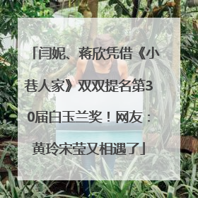 闫妮、蒋欣凭借《小巷人家》双双提名第30届白玉兰奖！网友：黄玲宋莹又相遇了
