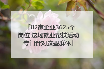 82家企业3625个岗位 这场就业帮扶活动专门针对这些群体